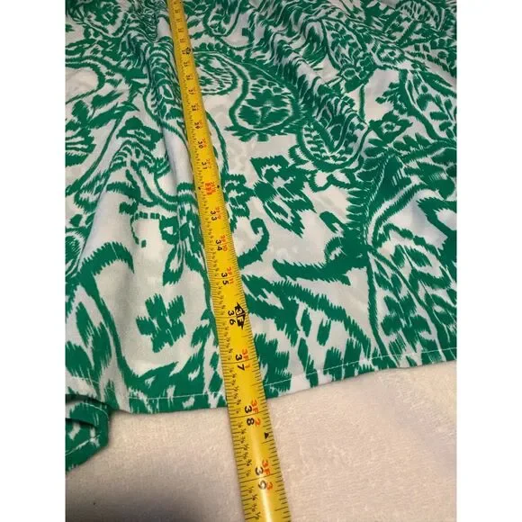 Emma & Michele 2X Green White Ikat Paisley Boho Peasant Dress Preppy Coastal - Picture 7 of 8